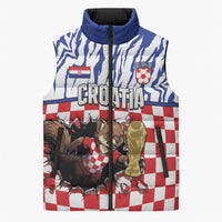 Custom Croatia Football Sleeveless Puffer Jacket Marten In Hole With Checkered Patterns