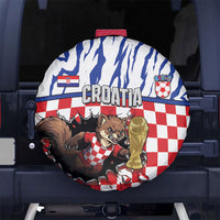 Croatia Football Spare Tire Cover Marten In Hole With Checkered Patterns