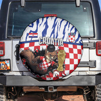 Croatia Football Spare Tire Cover Marten In Hole With Checkered Patterns