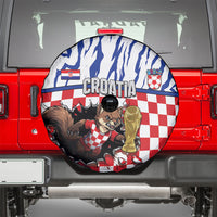 Croatia Football Spare Tire Cover Marten In Hole With Checkered Patterns