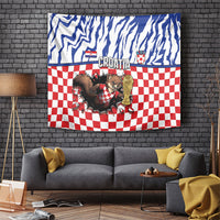 Croatia Football Tapestry Marten In Hole With Checkered Patterns