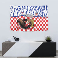 Croatia Football Tapestry Marten In Hole With Checkered Patterns