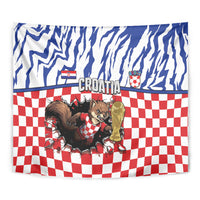 Croatia Football Tapestry Marten In Hole With Checkered Patterns