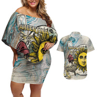 Argentina Couples Matching Off Shoulder Short Dress and Hawaiian Shirt Sol De Mayo Retro Style - Wonder Print Shop