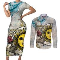 Argentina Couples Matching Short Sleeve Bodycon Dress and Long Sleeve Button Shirt Sol De Mayo Retro Style - Wonder Print Shop