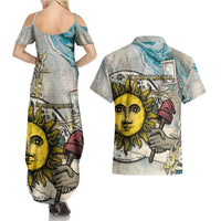 Argentina Couples Matching Summer Maxi Dress and Hawaiian Shirt Sol De Mayo Retro Style - Wonder Print Shop