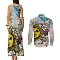 Argentina Couples Matching Tank Maxi Dress and Long Sleeve Button Shirt Sol De Mayo Retro Style - Wonder Print Shop