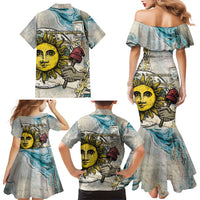 Argentina Family Matching Mermaid Dress and Hawaiian Shirt Sol De Mayo Retro Style - Wonder Print Shop