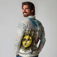 Argentina Long Sleeve Polo Shirt Sol De Mayo Retro Style - Wonder Print Shop