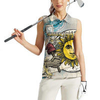 Argentina Women Sleeveless Polo Shirt Sol De Mayo Retro Style - Wonder Print Shop