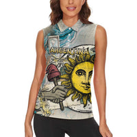 Argentina Women Sleeveless Polo Shirt Sol De Mayo Retro Style - Wonder Print Shop