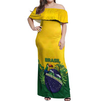 Personalized Brazil Off Shoulder Maxi Dress Toco Toucan Tropical Vibes - Wonder Print Shop