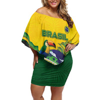 Personalized Brazil Off Shoulder Short Dress Toco Toucan Tropical Vibes - Wonder Print Shop