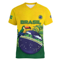 Personalized Brazil Women V-Neck T-Shirt Toco Toucan Tropical Vibes - Wonder Print Shop