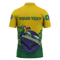 Personalized Brazil Zipper Polo Shirt Toco Toucan Tropical Vibes - Wonder Print Shop