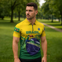 Personalized Brazil Zipper Polo Shirt Toco Toucan Tropical Vibes - Wonder Print Shop