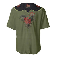 Western Yoke Baseball Jersey Tropical Hibiscus Cowboy Style - Wonder Print Shop