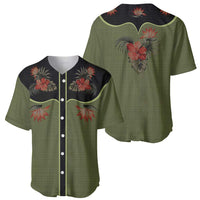 Western Yoke Baseball Jersey Tropical Hibiscus Cowboy Style - Wonder Print Shop