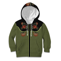 Western Yoke Kid Hoodie Tropical Hibiscus Cowboy Style - Wonder Print Shop