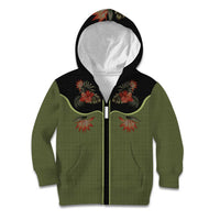 Western Yoke Kid Hoodie Tropical Hibiscus Cowboy Style - Wonder Print Shop