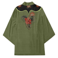 Western Yoke Kimono Tropical Hibiscus Cowboy Style - Wonder Print Shop