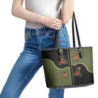 Western Yoke Leather Tote Bag Tropical Hibiscus Cowboy Style - Wonder Print Shop