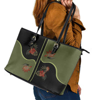 Western Yoke Leather Tote Bag Tropical Hibiscus Cowboy Style - Wonder Print Shop