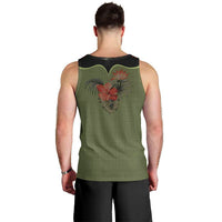 Western Yoke Men Tank Top Tropical Hibiscus Cowboy Style - Wonder Print Shop