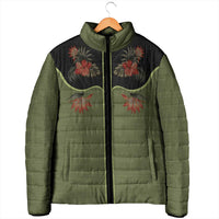 Western Yoke Padded Jacket Tropical Hibiscus Cowboy Style - Wonder Print Shop