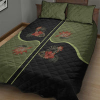 Western Yoke Quilt Bed Set Tropical Hibiscus Cowboy Style - Wonder Print Shop