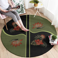 Western Yoke Round Carpet Tropical Hibiscus Cowboy Style - Wonder Print Shop