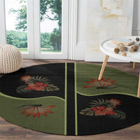 Western Yoke Round Carpet Tropical Hibiscus Cowboy Style - Wonder Print Shop
