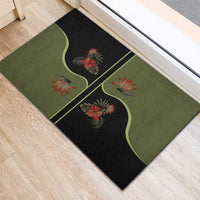 Western Yoke Rubber Doormat Tropical Hibiscus Cowboy Style - Wonder Print Shop