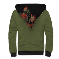 Western Yoke Sherpa Hoodie Tropical Hibiscus Cowboy Style - Wonder Print Shop