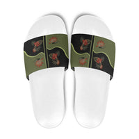 Western Yoke Slide Sandals Tropical Hibiscus Cowboy Style - Wonder Print Shop