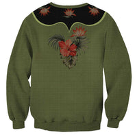 Western Yoke Sweatshirt Tropical Hibiscus Cowboy Style - Wonder Print Shop