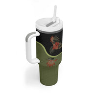Western Yoke Tumbler With Handle Tropical Hibiscus Cowboy Style - Wonder Print Shop
