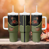 Western Yoke Tumbler With Handle Tropical Hibiscus Cowboy Style - Wonder Print Shop