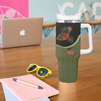 Western Yoke Tumbler With Handle Tropical Hibiscus Cowboy Style - Wonder Print Shop