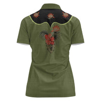 Western Yoke Women Polo Shirt Tropical Hibiscus Cowboy Style - Wonder Print Shop