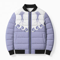 Western Yoke Bomber Puffer Jacket Jellyfish And Water Bubbles Cowboy Style - Wonder Print Shop