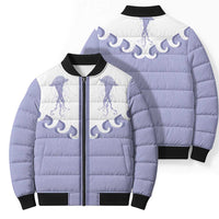 Western Yoke Bomber Puffer Jacket Jellyfish And Water Bubbles Cowboy Style - Wonder Print Shop