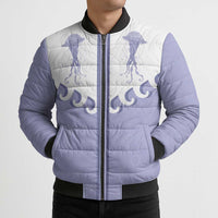 Western Yoke Bomber Puffer Jacket Jellyfish And Water Bubbles Cowboy Style - Wonder Print Shop