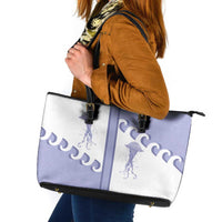 Western Yoke Leather Tote Bag Jellyfish And Water Bubbles Cowboy Style - Wonder Print Shop