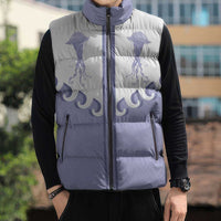 Western Yoke Sleeveless Puffer Jacket Jellyfish And Water Bubbles Cowboy Style - Wonder Print Shop