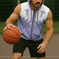Western Yoke Sleeveless Zip Hoodie Jellyfish And Water Bubbles Cowboy Style - Wonder Print Shop