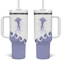 Western Yoke Tumbler With Handle Jellyfish And Water Bubbles Cowboy Style - Wonder Print Shop