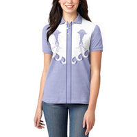 Western Yoke Women Polo Shirt Jellyfish And Water Bubbles Cowboy Style - Wonder Print Shop