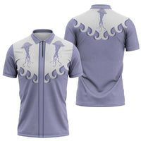 Western Yoke Zipper Polo Shirt Jellyfish And Water Bubbles Cowboy Style - Wonder Print Shop