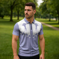 Western Yoke Zipper Polo Shirt Jellyfish And Water Bubbles Cowboy Style - Wonder Print Shop